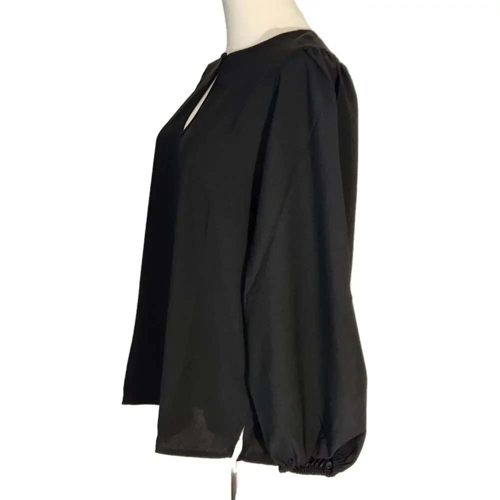 J Crew Black Puff Sleeve Crepe Top Blouse BL712 Office Women Size Small Tall